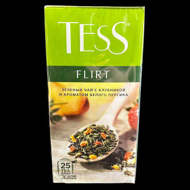 Чай зеленый Tess Flirt с клубникой и ароматом белого персика 25 п